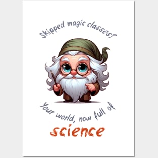 Cute Wizard Magic vs Science Posters and Art